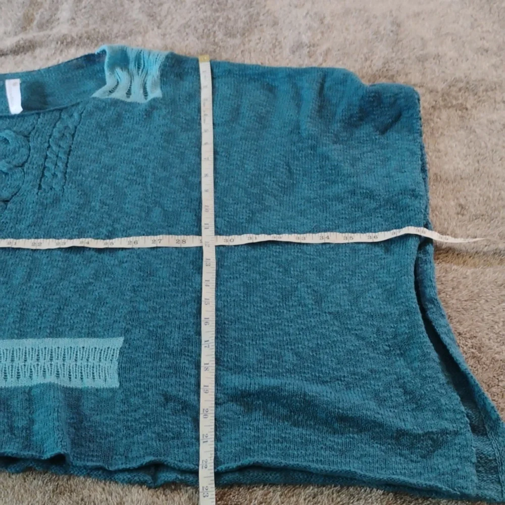 Indigenous Teal And Turquoise Organic Cotton Poncho New Without Tags